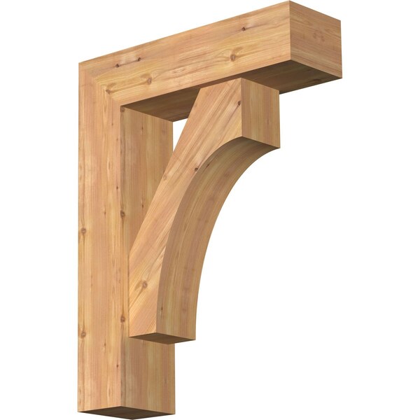 Ekena Millwork Westlake Block Smooth Bracket w/ Offset Brace, Western Red Cedar, 7 1/2"W x 26"D x 34"H BKT0806X26X34WTL05SWR - main